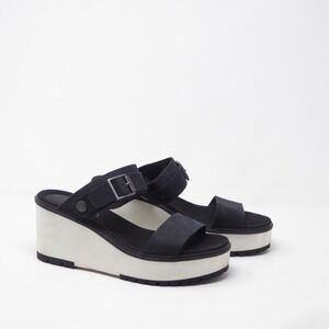Timberland Womens Koralyn Platform Wedge Sandals Black Leather Strappy Size 10